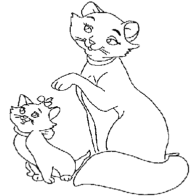 coloriage Aristochats la maman et sa fille